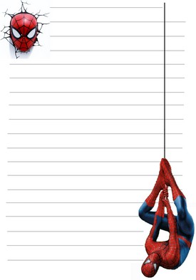 papier a lettre spiderman pendu par  un fil